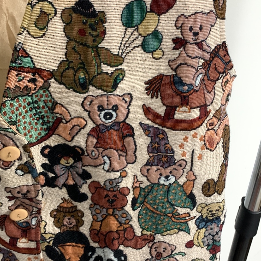 Vintage Embroidered Teddy Bear Embroidered Vest OS - Picture 2 of 5
